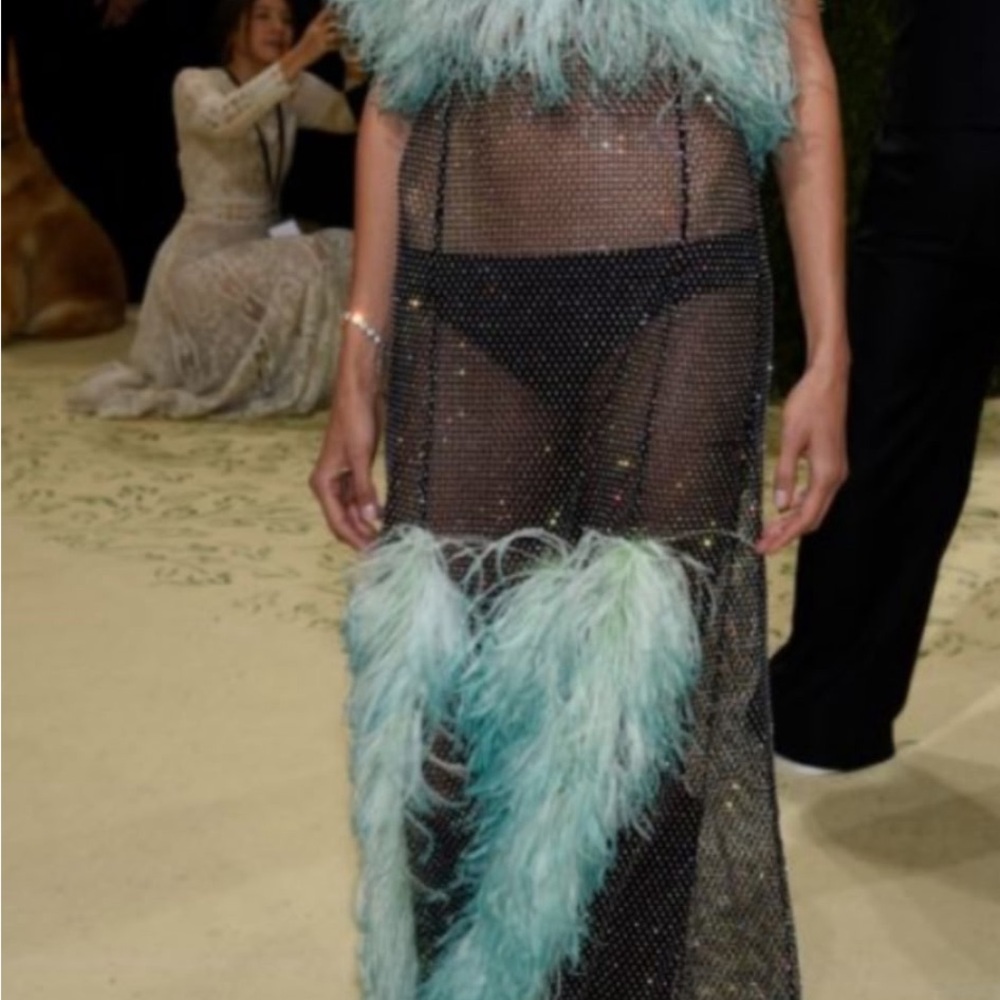 Yves Saint Laurent Black and ostrich Feather Dress